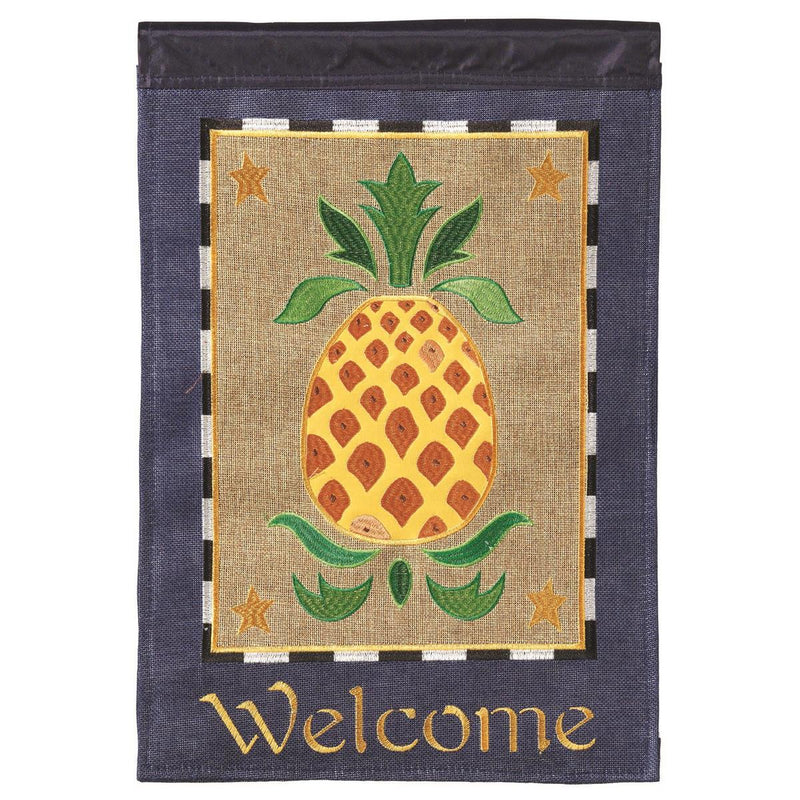 Pineapple Welcome Burlap Garden Flag
