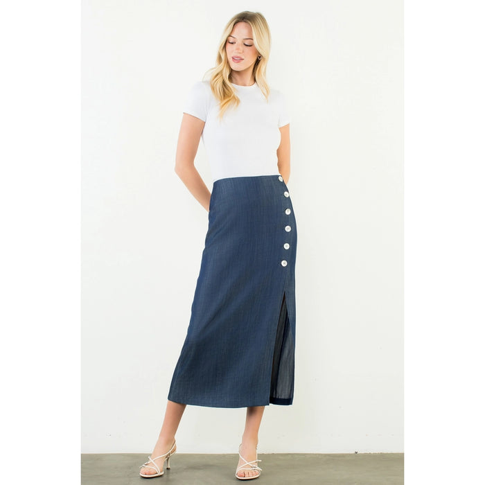 Side Button Maxi Skirt