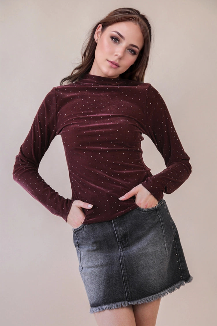 Mock Neck Fitted Top