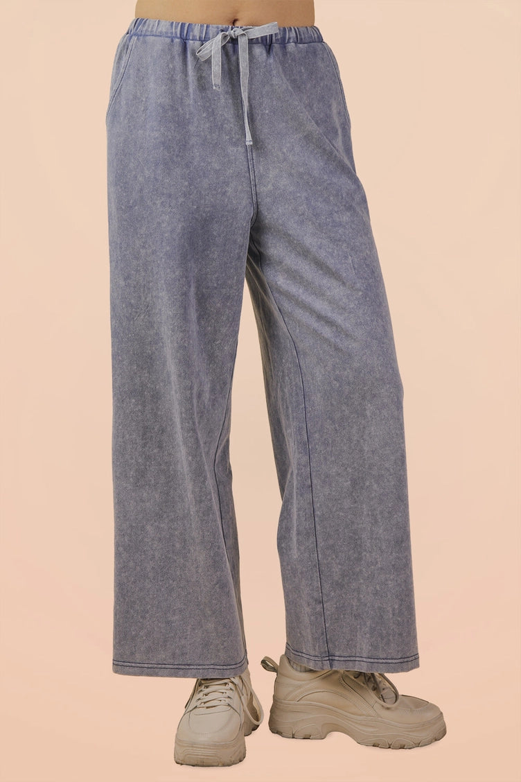 Mineral Washed Wide Leg Pants