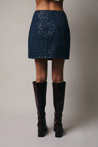 Sequin Denim Mini Skirt