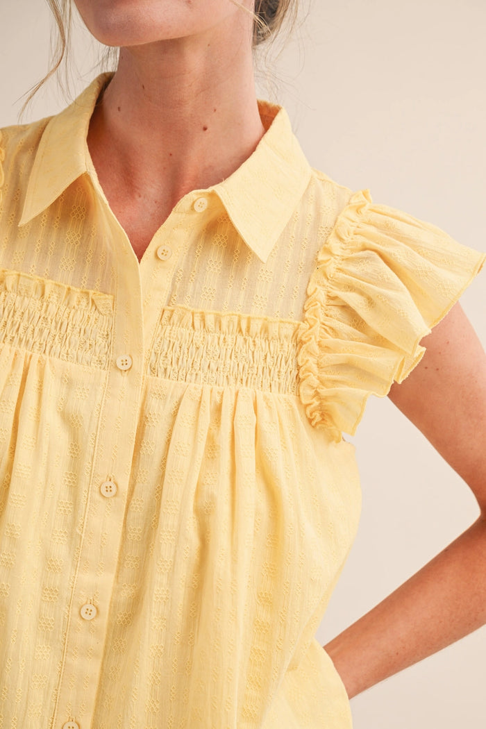 Ruffle Button Down