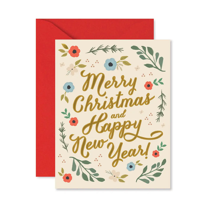 Floral Merry Christmas Card