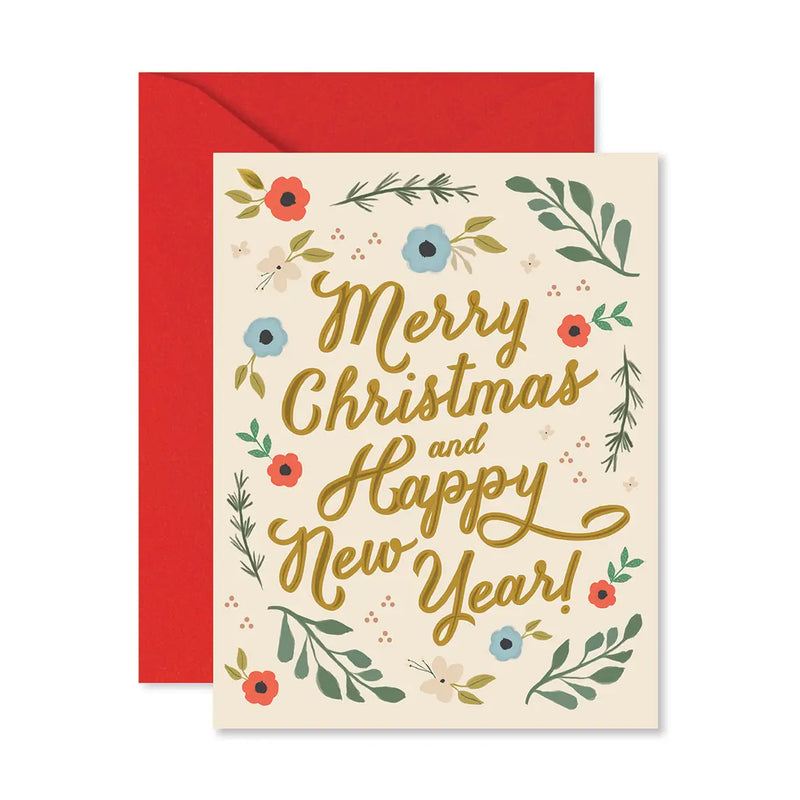 Floral Merry Christmas Card