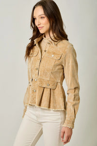Washed Corduroy Peplum Jacket