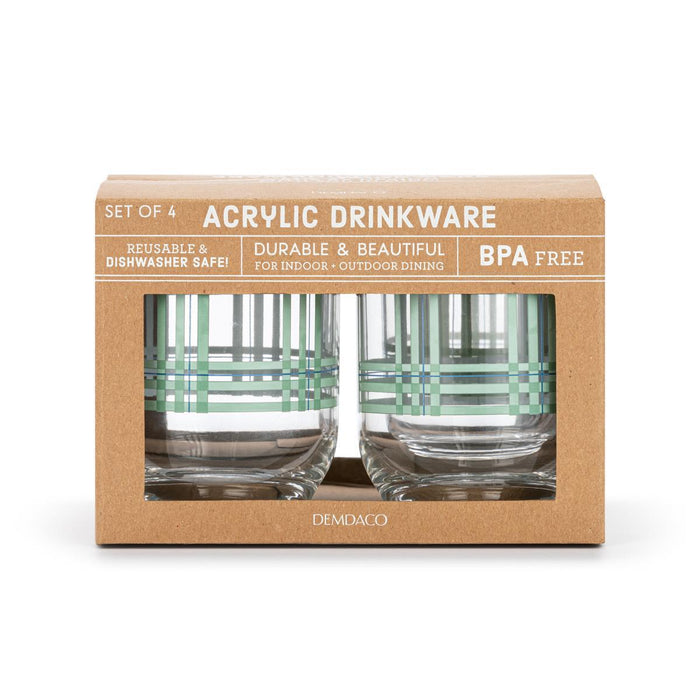 Plaid Acrylic Glass Set