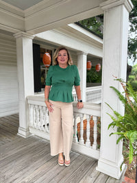 Flared Hem Pleated Top