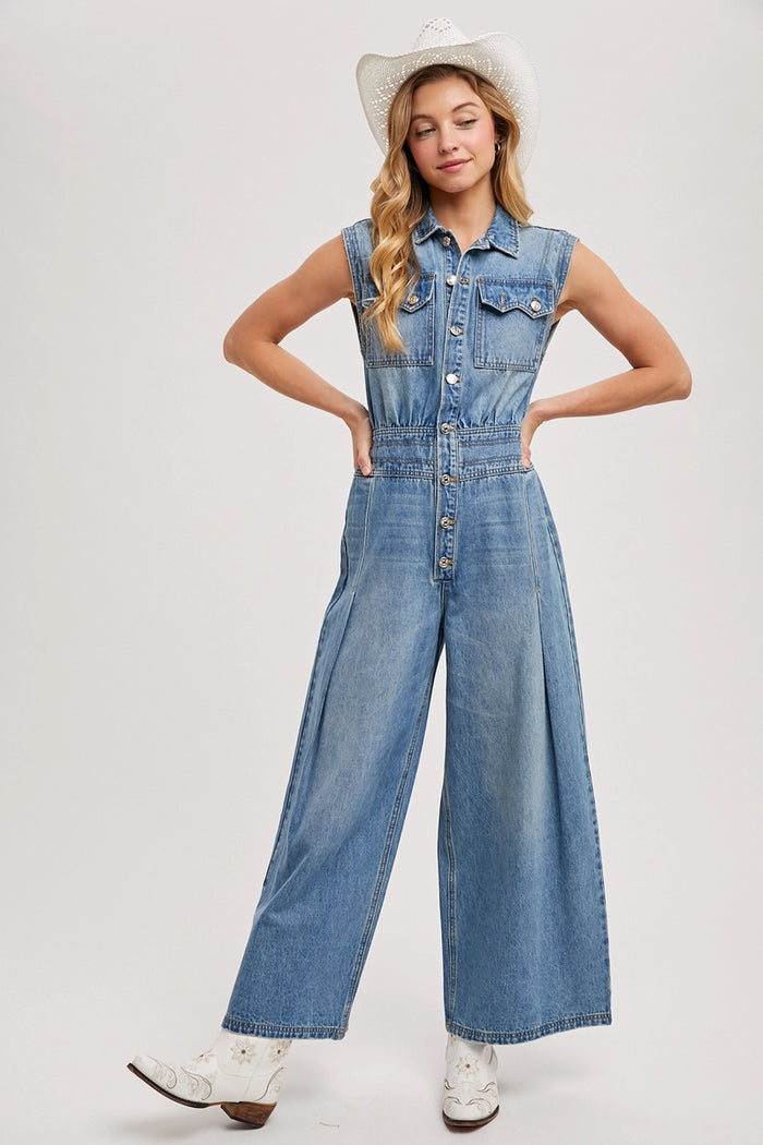 Denim Sleeveless Jumpsuit