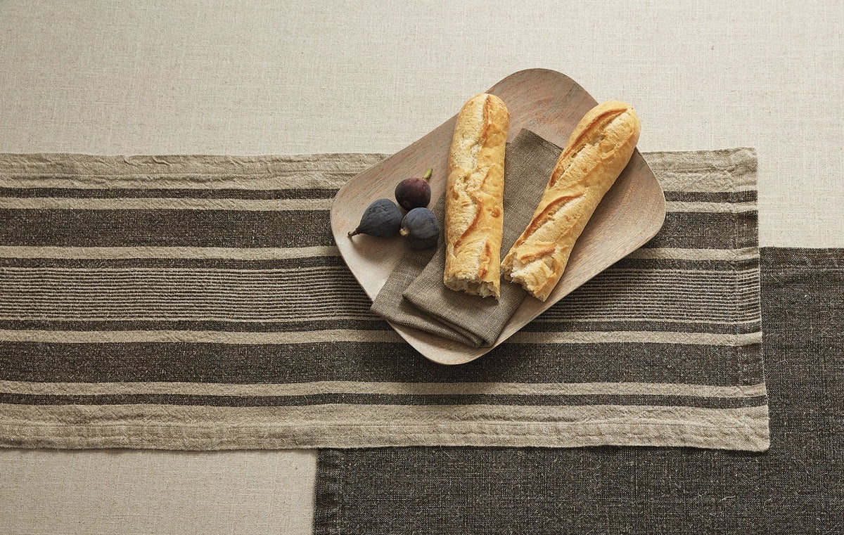 Washed Linen Stripe Table Runner