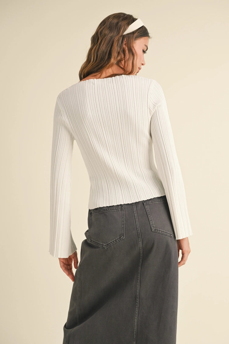 Ribbed Bell Sleeve Top