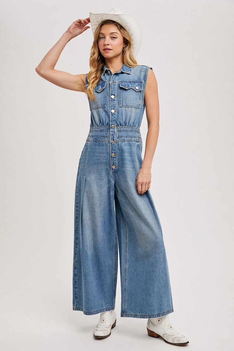 Denim Sleeveless Jumpsuit
