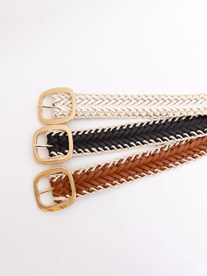 Crochet Trim Leather Belt