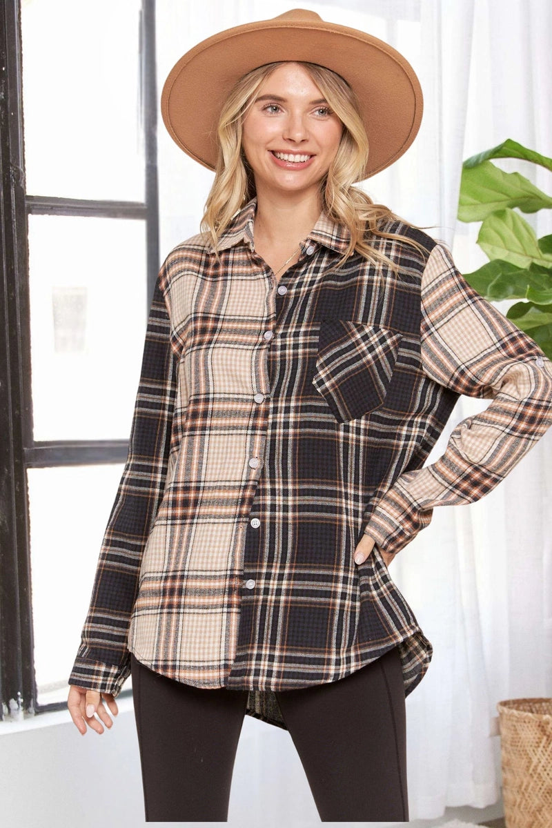 Colorblock Plaid Shirt