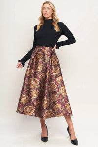 Printed Full Midi Skirt