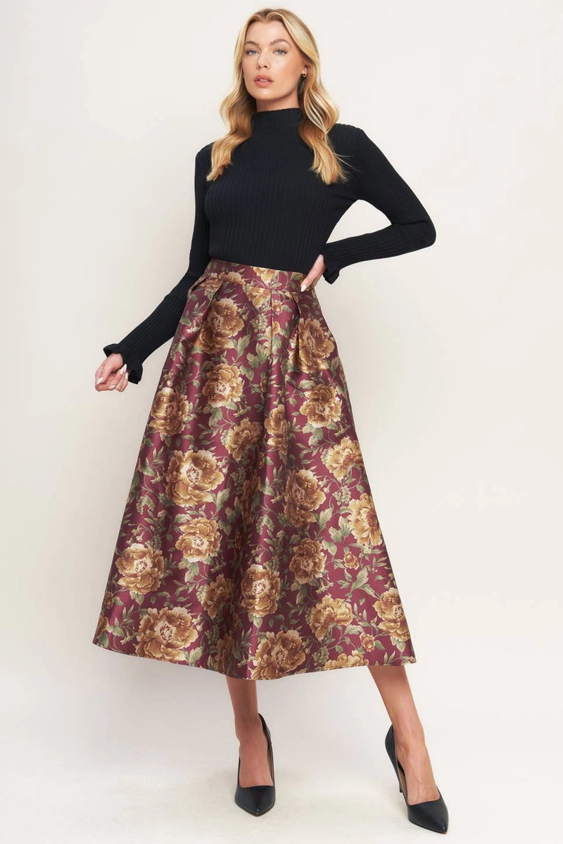 Printed Full Midi Skirt