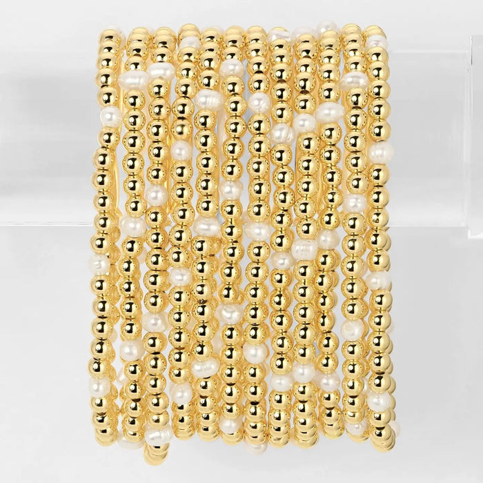 Bead and Pearl Stretch Bracelet