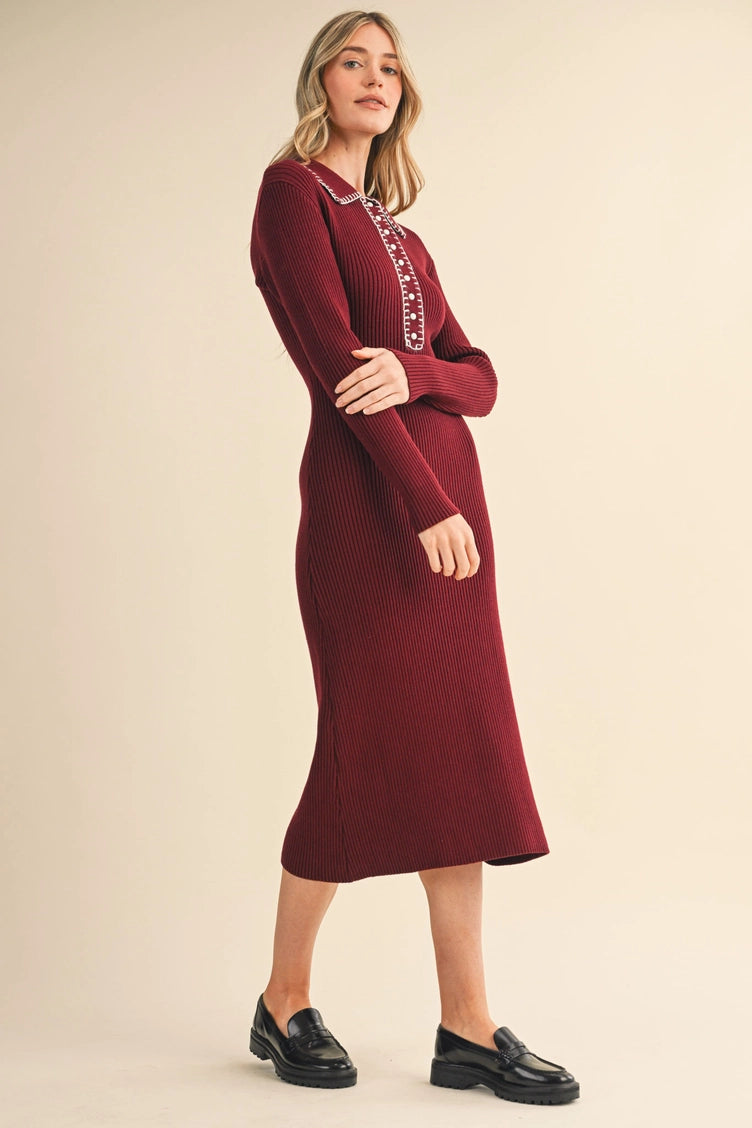 Ribbed Sweater Midi Dress