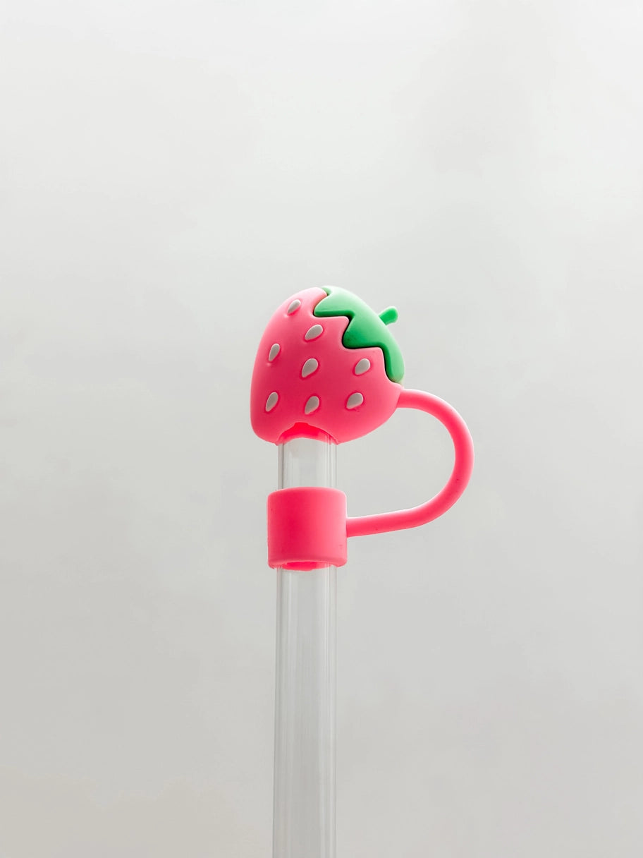 Pink Strawberry Straw Cover