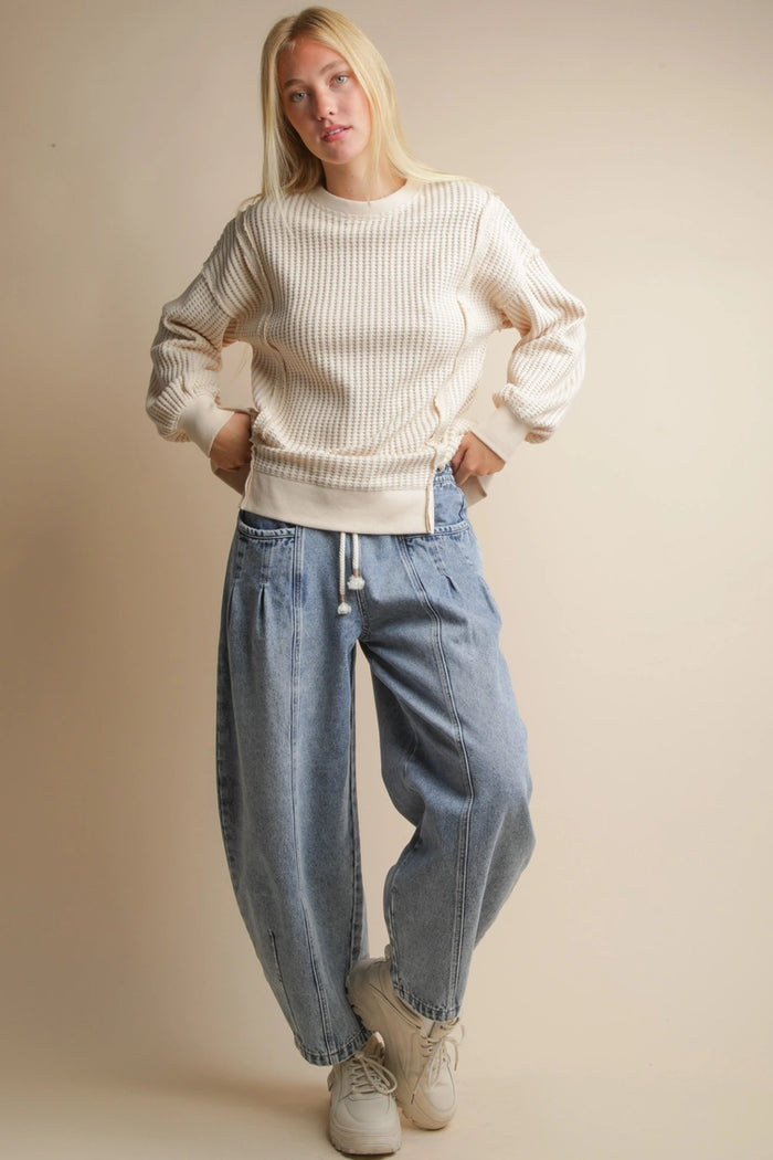 Oversized Waffle Knit Top