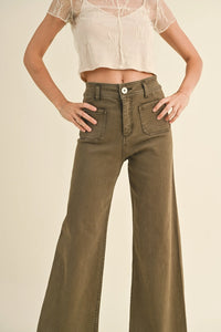 Pocket Front Wide Leg Pants