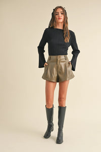 Ribbed Bell Sleeve Top