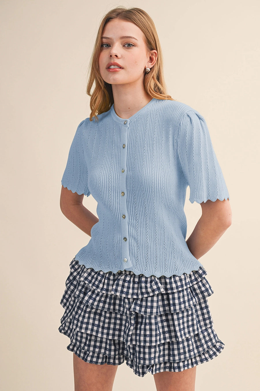 Scalloped Pointelle Cardigan