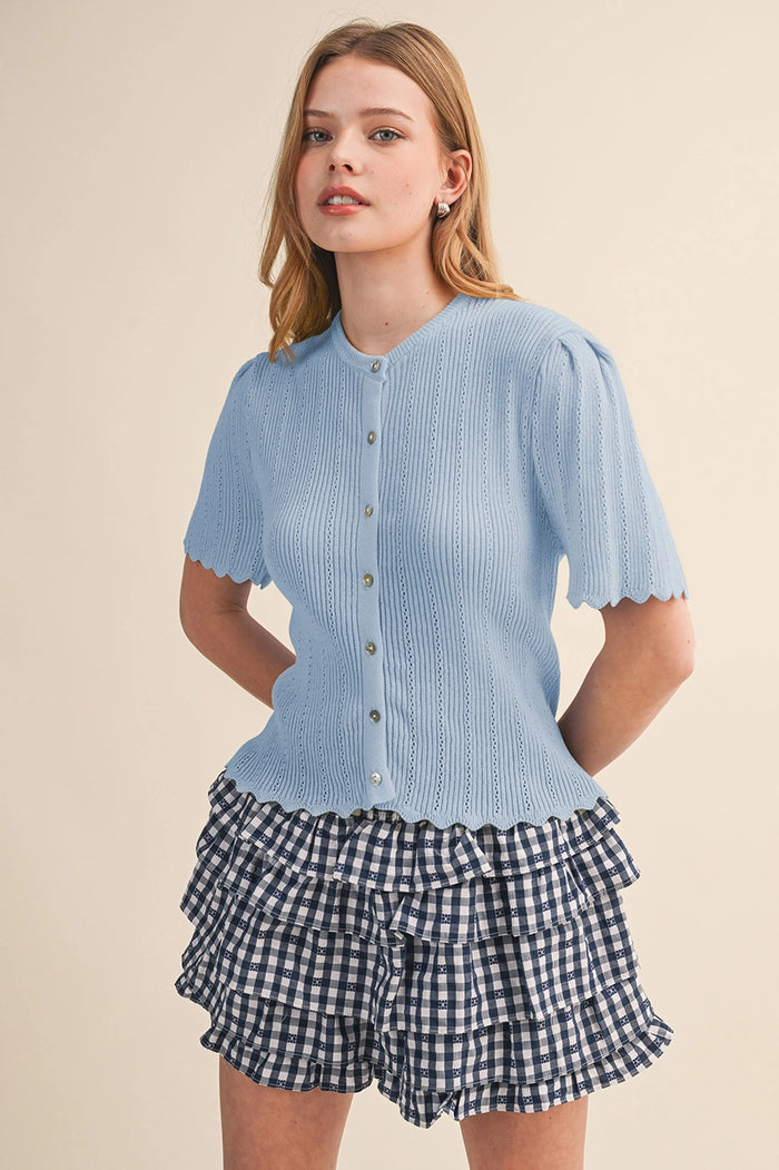 Scalloped Pointelle Cardigan