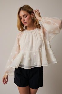 Tiered Mesh Blouse