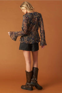 Ruffled Collar Peplum Top