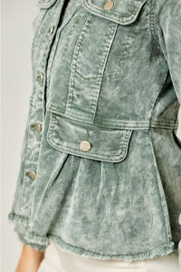 Washed Corduroy Peplum Jacket