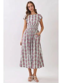 Floral Smocked Waist Midi Dress