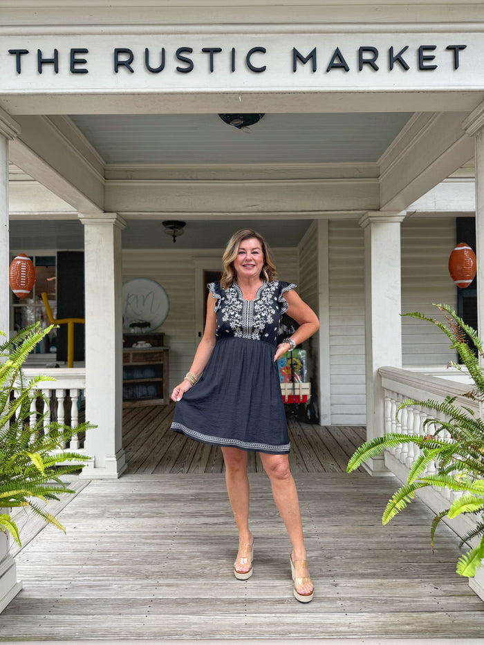 Embroidered Mini Dress