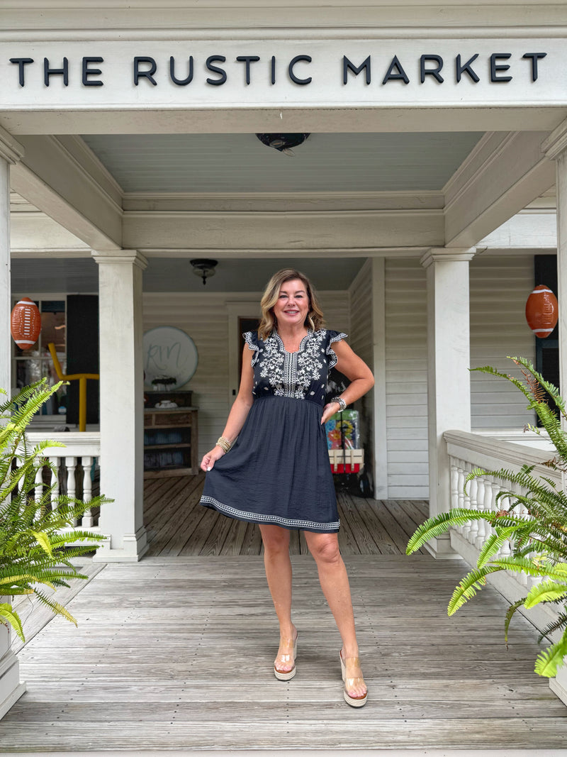 Embroidered Mini Dress