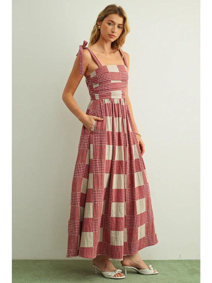 Gingham and Stripe Patch Maxi