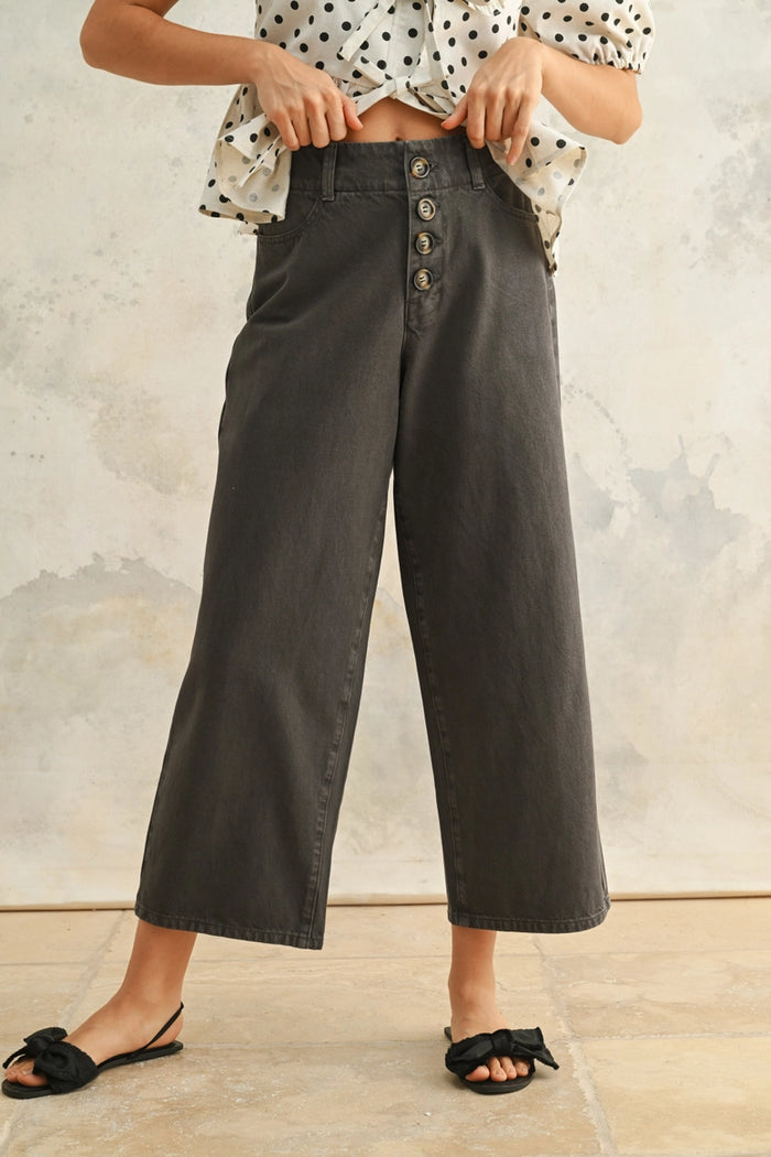 Button Front Cotton Pants