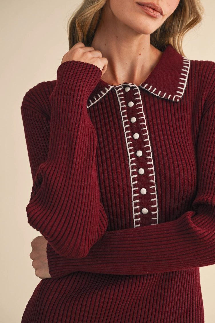 Ribbed Sweater Midi Dress