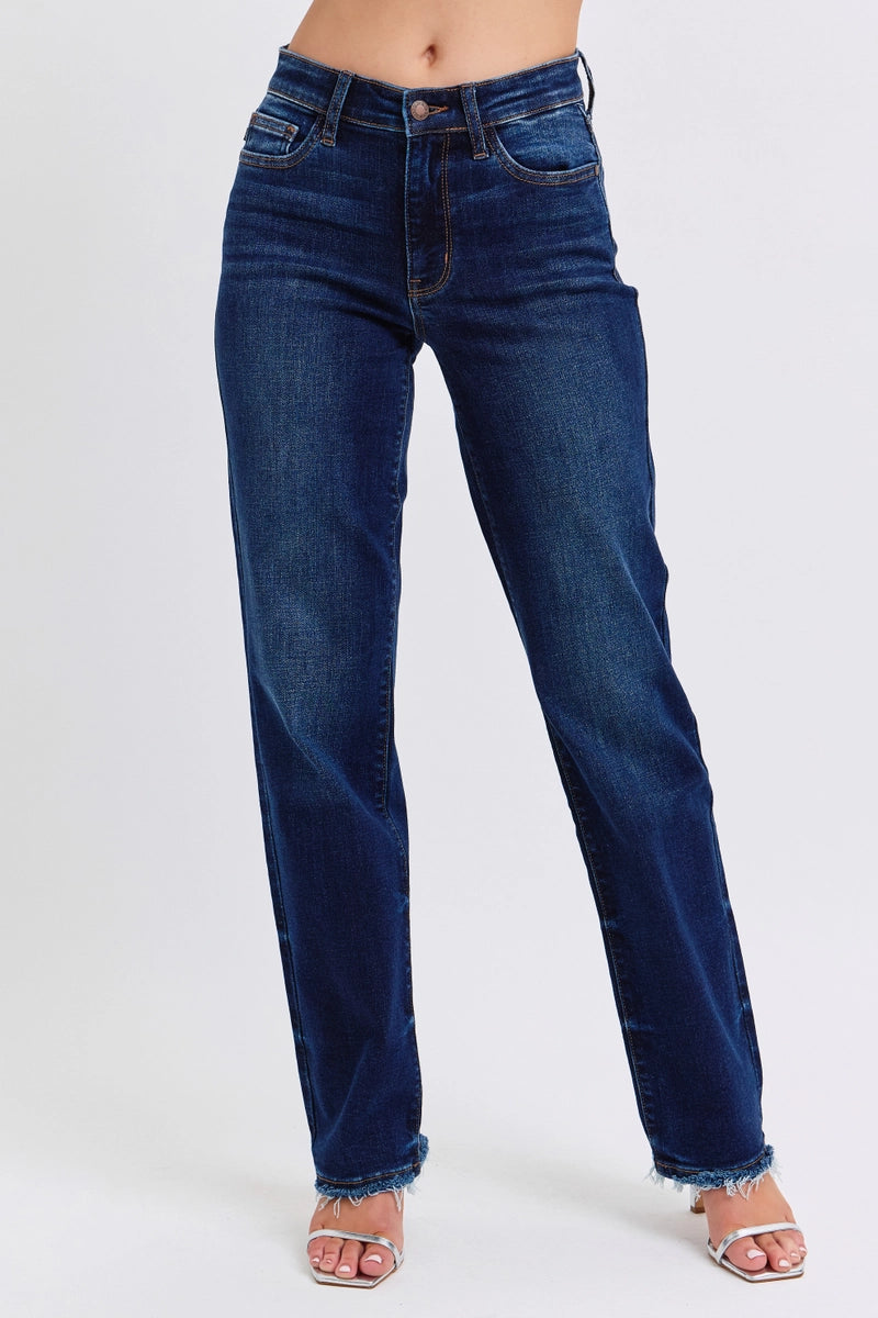 Fray Hem Straight Jeans