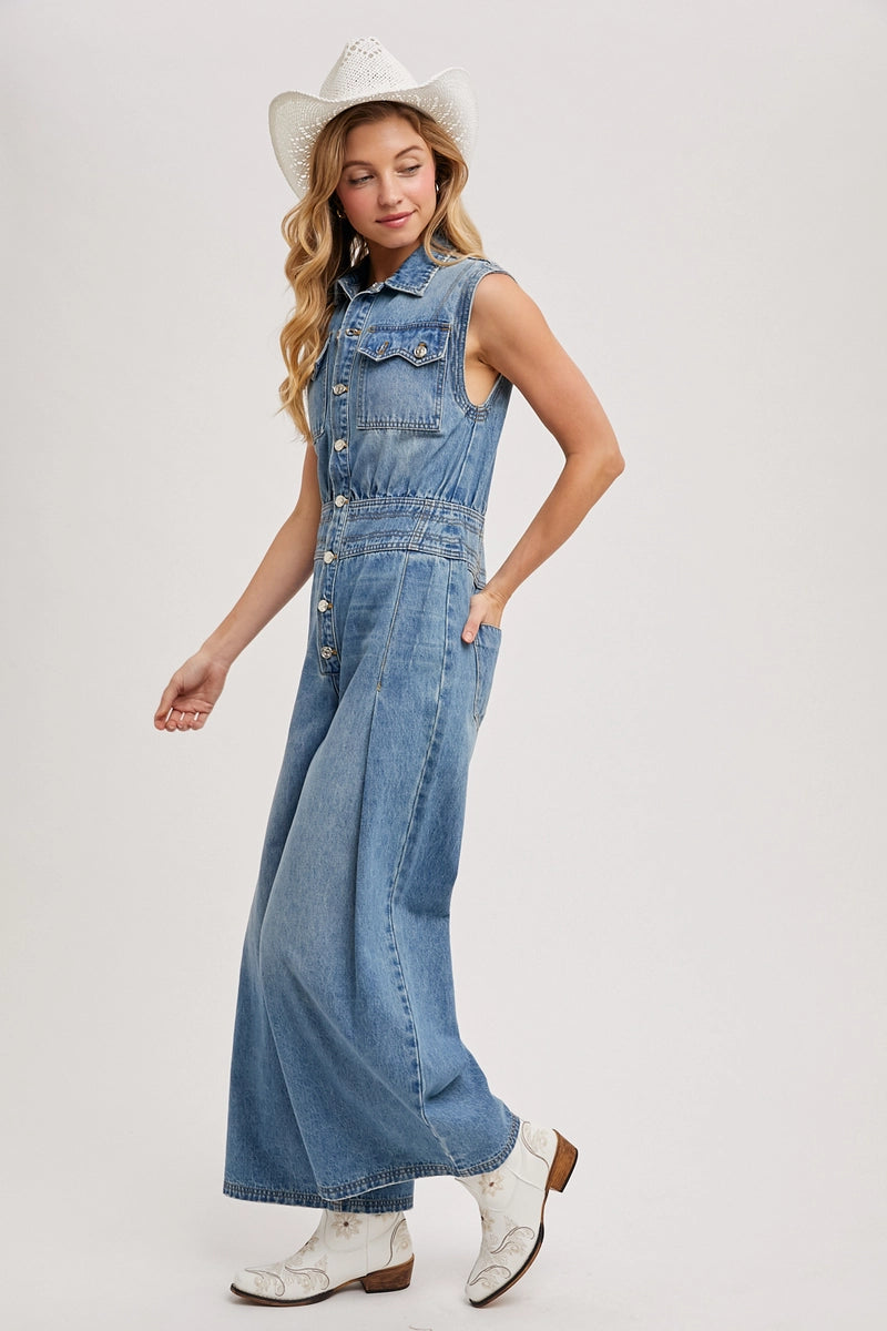 Denim Sleeveless Jumpsuit
