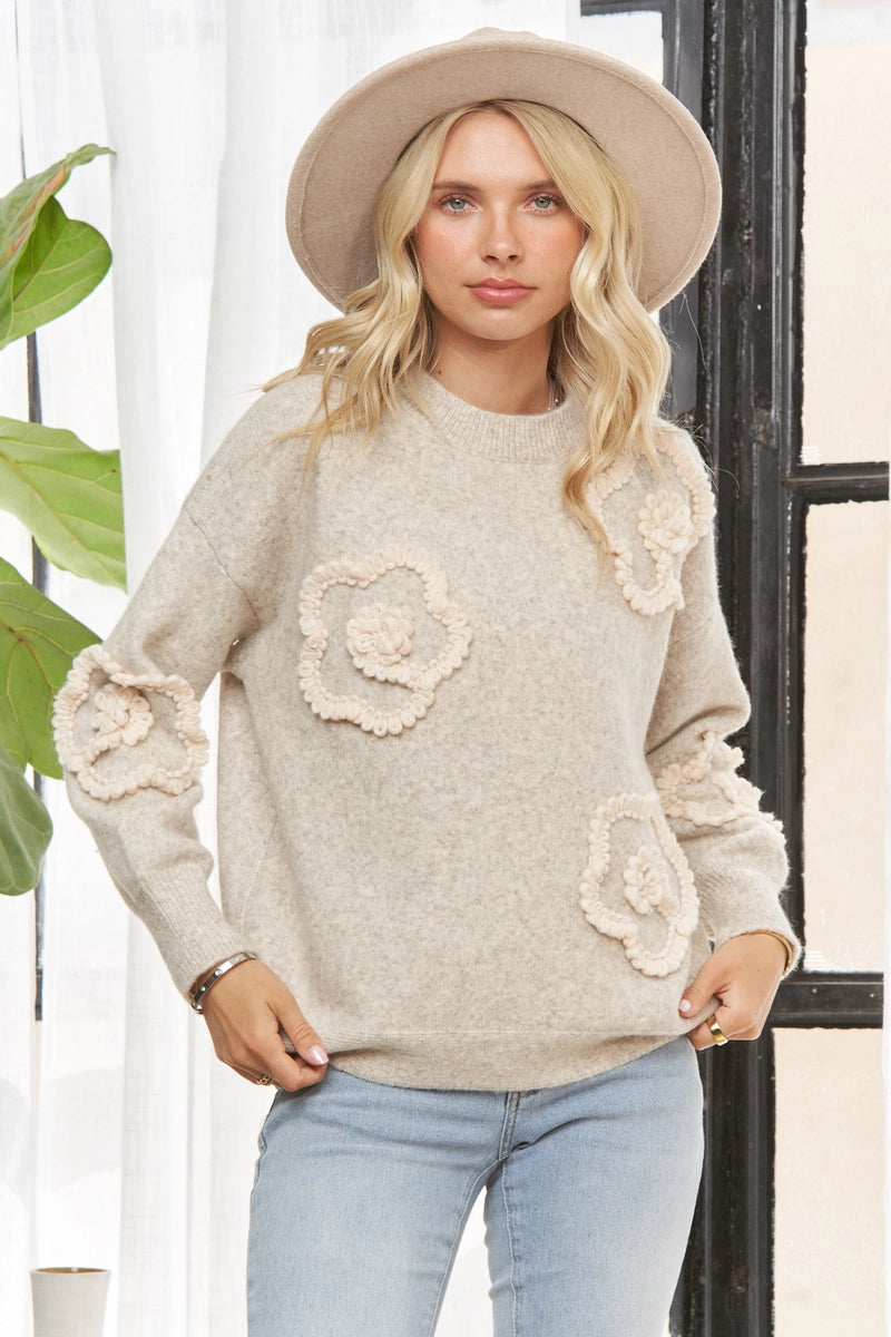 Floral Applique Sweater