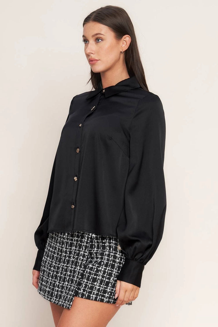 Blouson Sleeve Collared Top