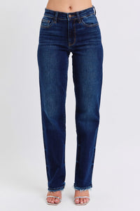 Fray Hem Straight Jeans