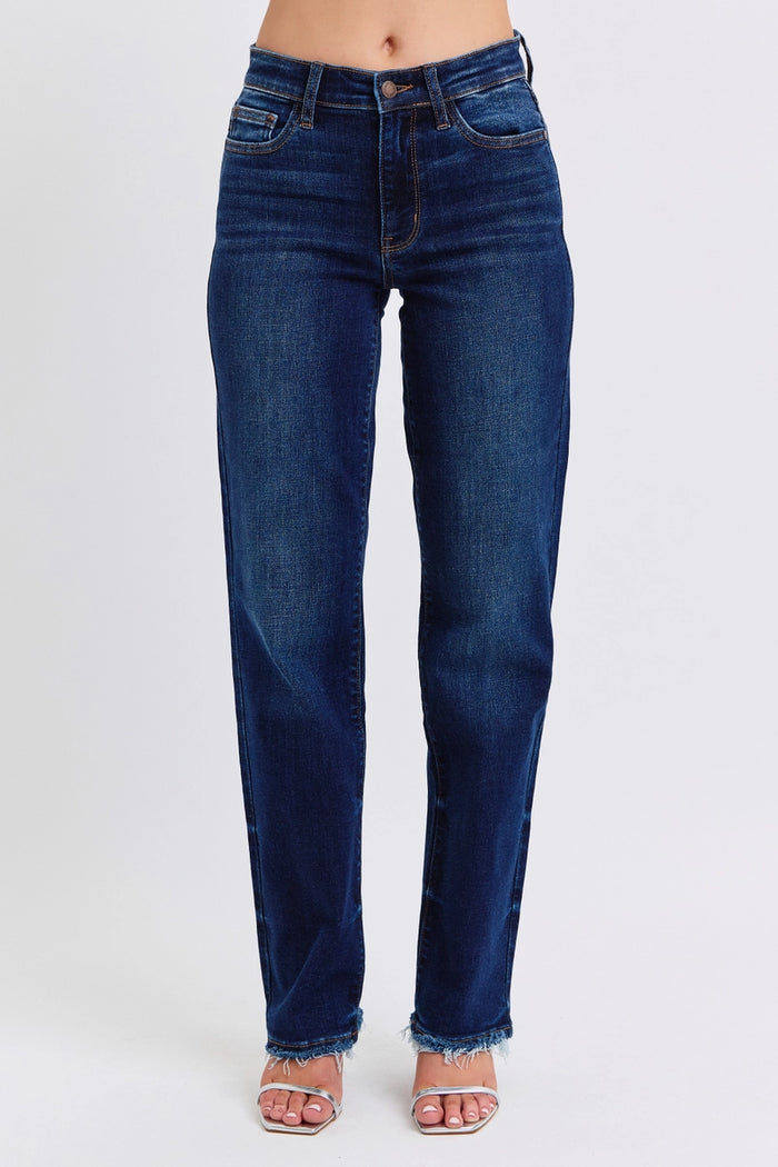Fray Hem Straight Jeans