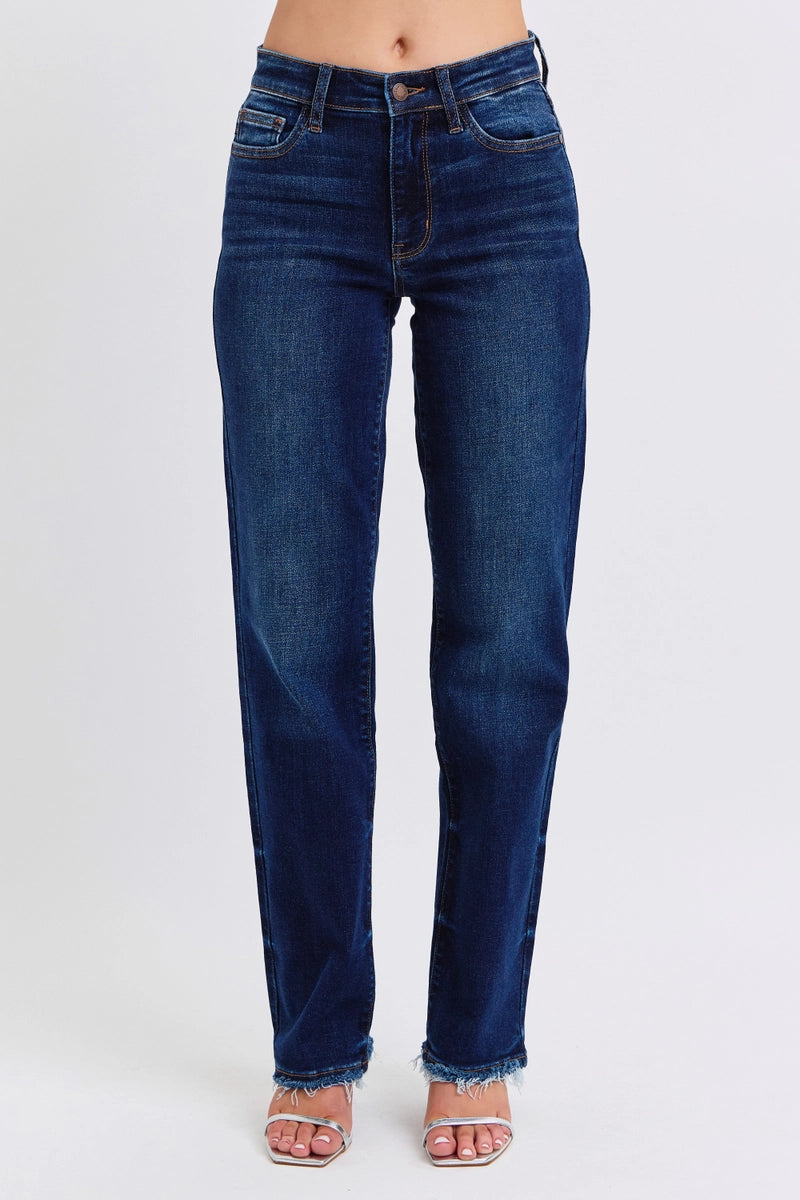 Fray Hem Straight Jeans