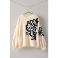 Floral Embroidered Oversized Sweater