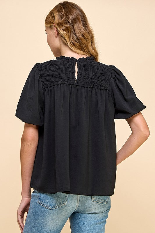 Smocked Puff Sleeve Top