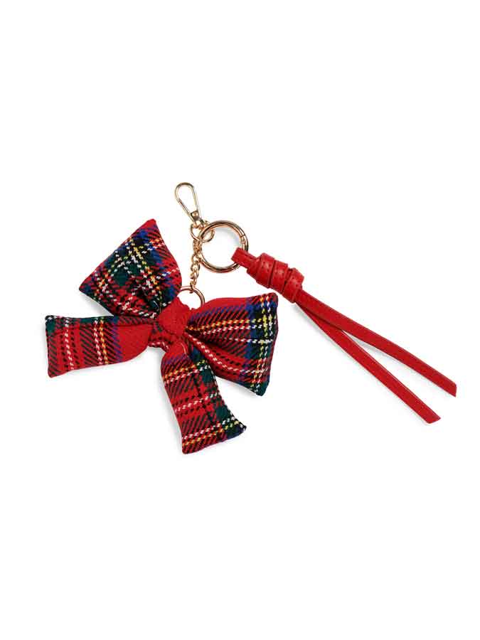 Plaid Bow Bag Charm Keychain