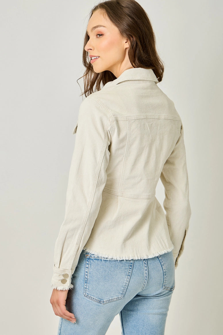 Washed Corduroy Peplum Jacket