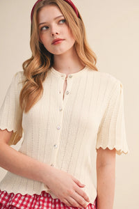 Scalloped Pointelle Cardigan