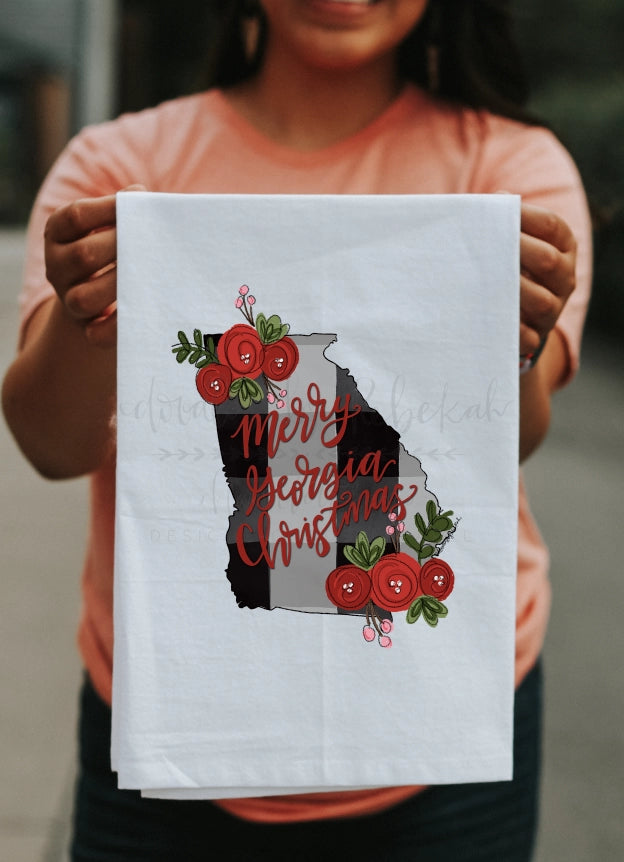 Merry Georgia Christmas Towel