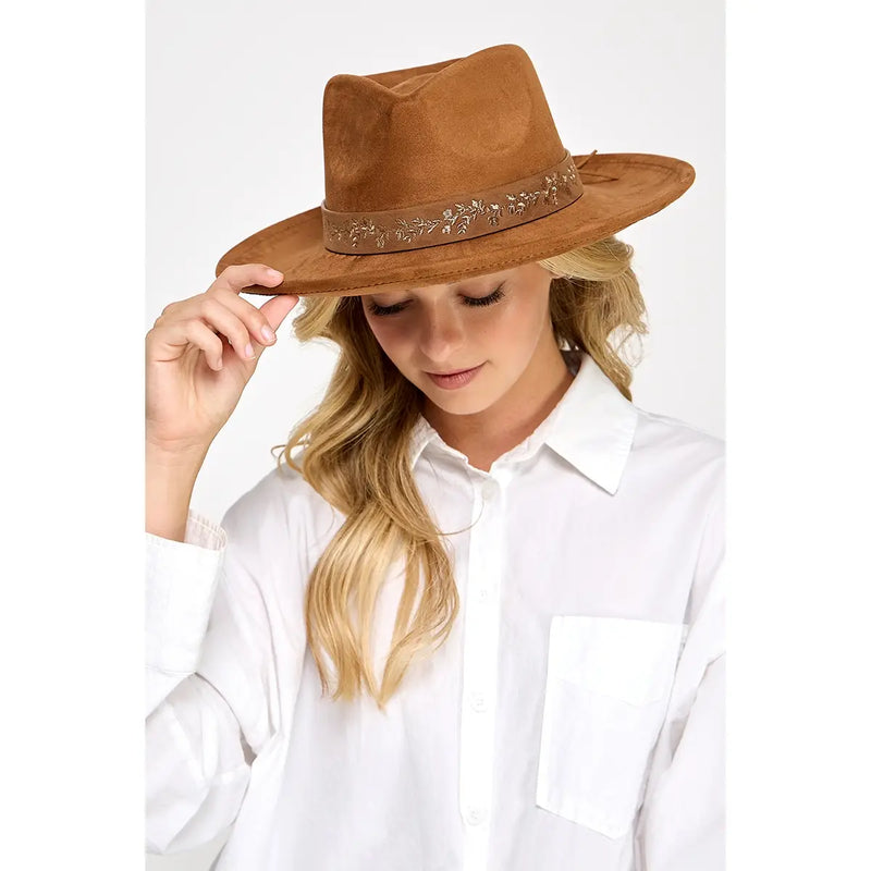 Floral Strap Fedora Hat